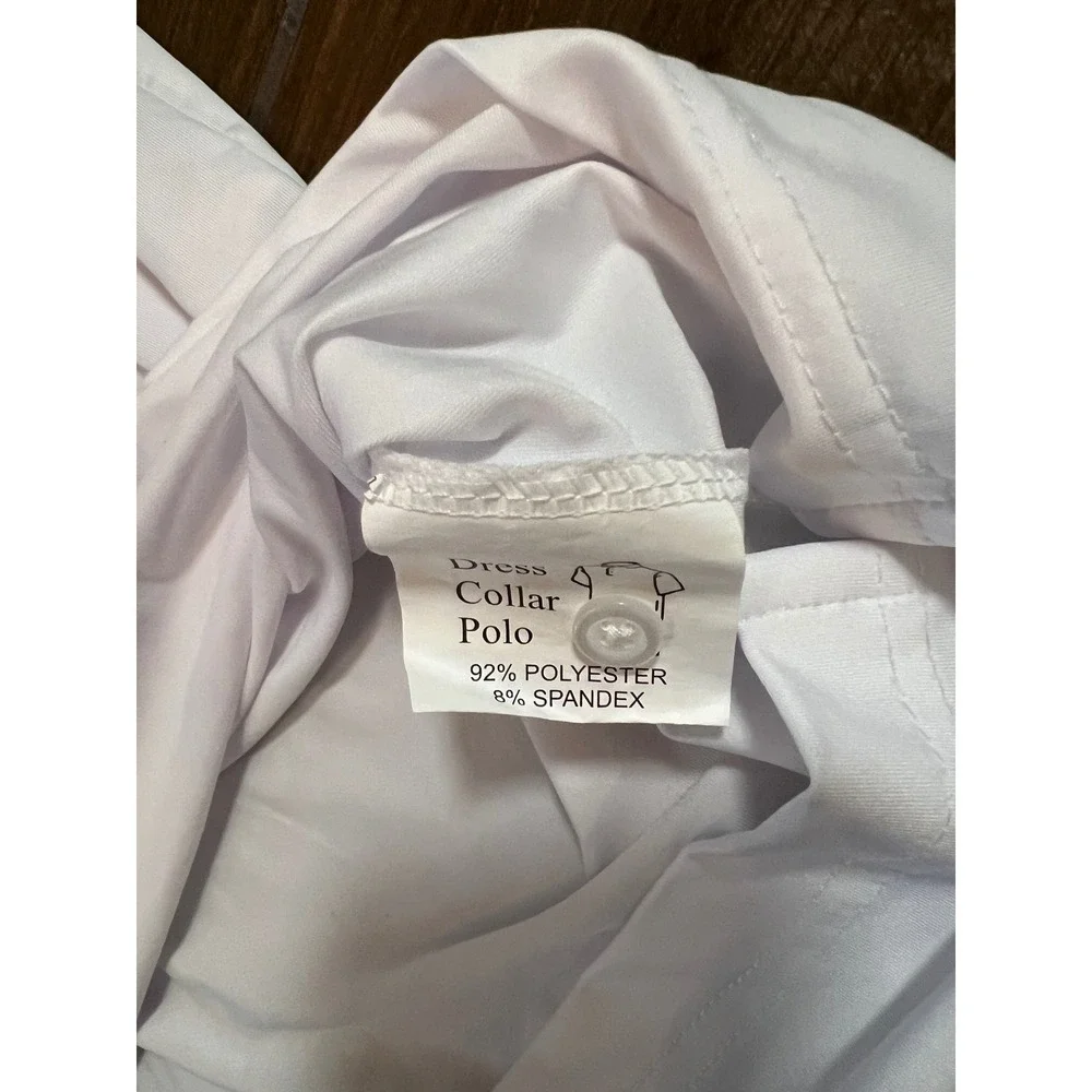 Collars & Co Mens Featherweight Relaxed Dress Collar Polo Shirt White XL Stretch - Picture 6 of 6